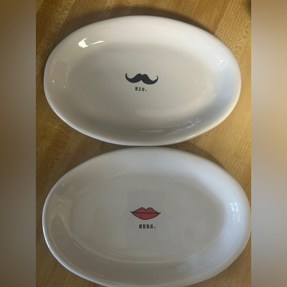 Rae Dunn HIS and HERS Platters/Plate Set